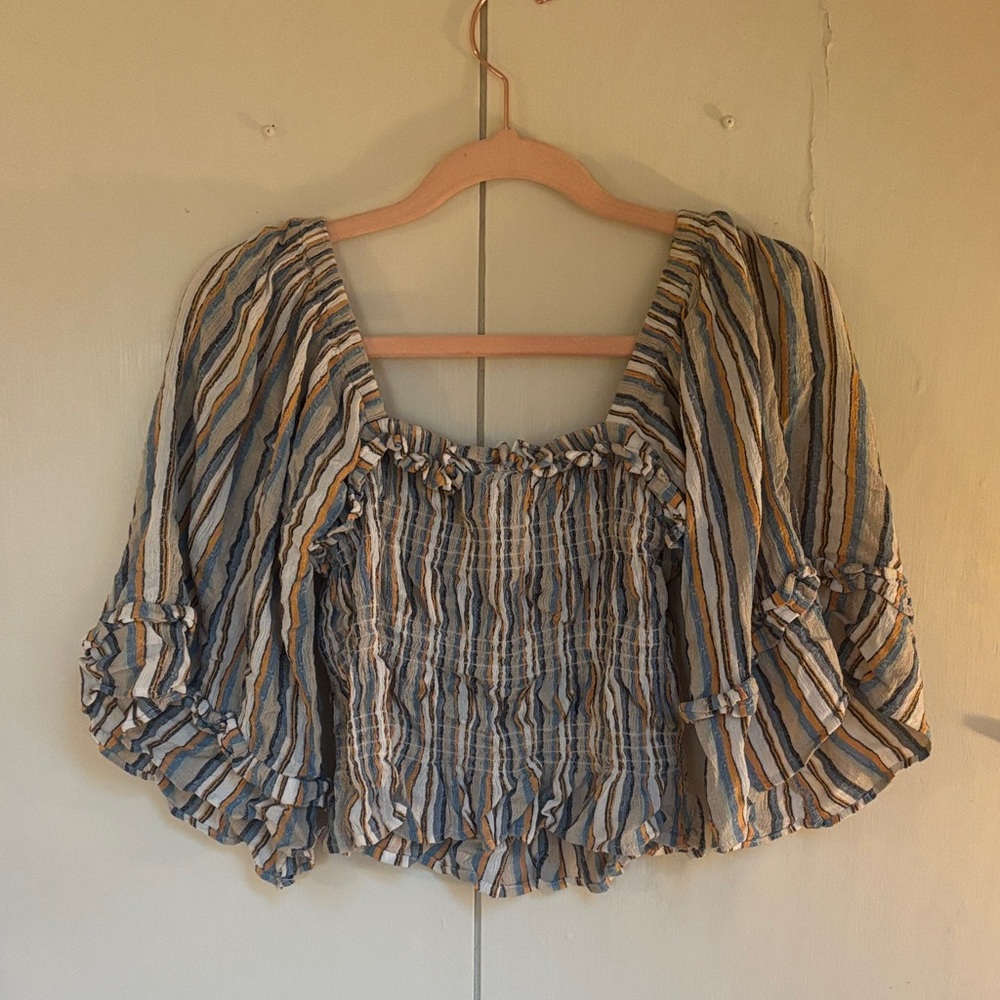 Angie Multicolor Striped Ruffle Blouse - Picture 3 of 3